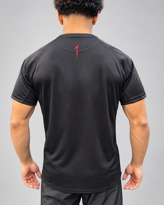 Aspire1 Tech T back view with red 1 below the collar