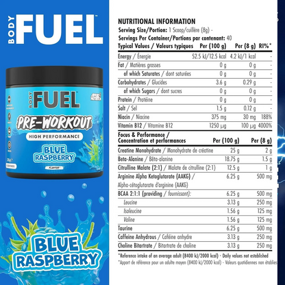 BodyFuel Pre-Workout Powder – High Energy (40 Servings)
