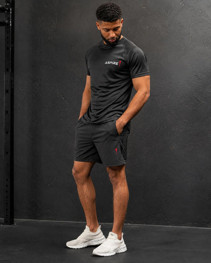 Aspire1 Tech T worn with training shorts