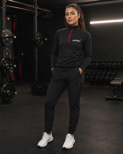 Aspire1 1/4 Zip front view, unisex fit