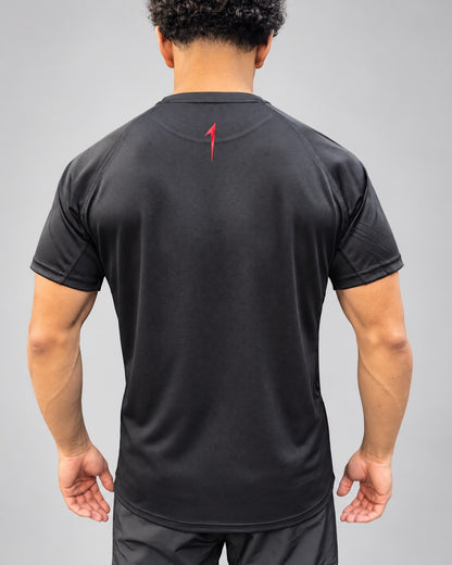 Aspire1 Tech T back view with red 1 below the collar