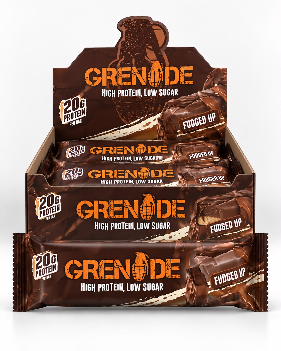 Grenade High Protein Low Sugar bar, Fudged Up, 20g protein