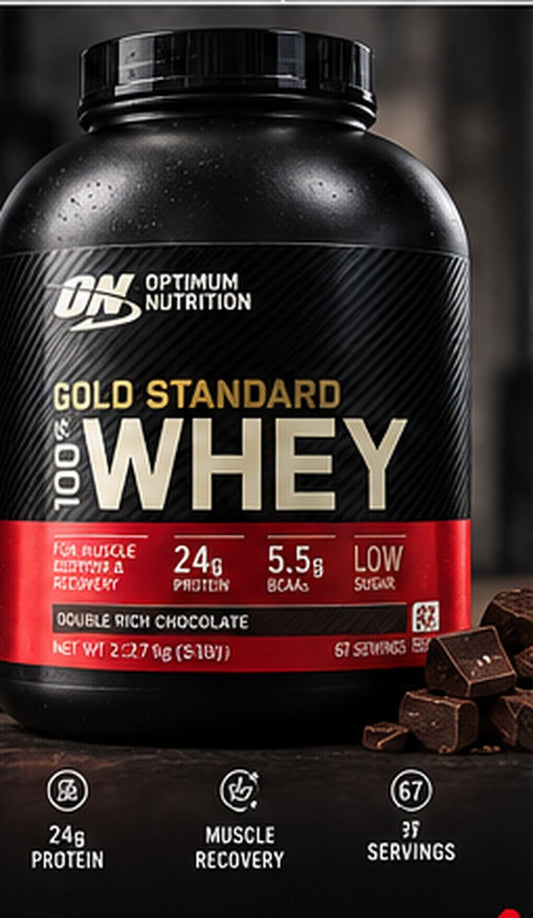Optimum Nutrition Gold Standard 100% Whey, Double Rich Chocolate, 24g protein, 67 servings