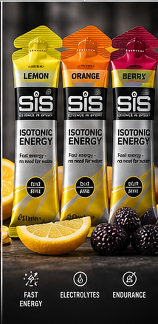 SiS GO Isotonic Energy Gels in Lemon, Orange and Berry