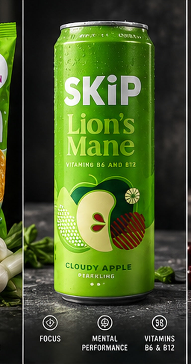 SKiP Lion's Mane sparkling drink, Cloudy Apple