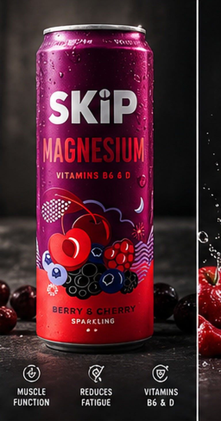 SKiP Magnesium sparkling drink, Berry and Cherry