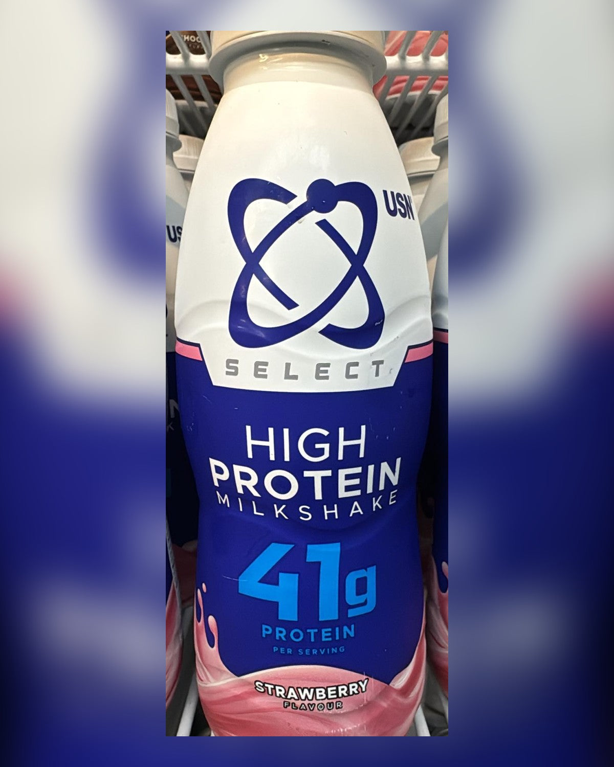 USN Select High Protein Milkshake, Strawberry, 41g protein, 500ml